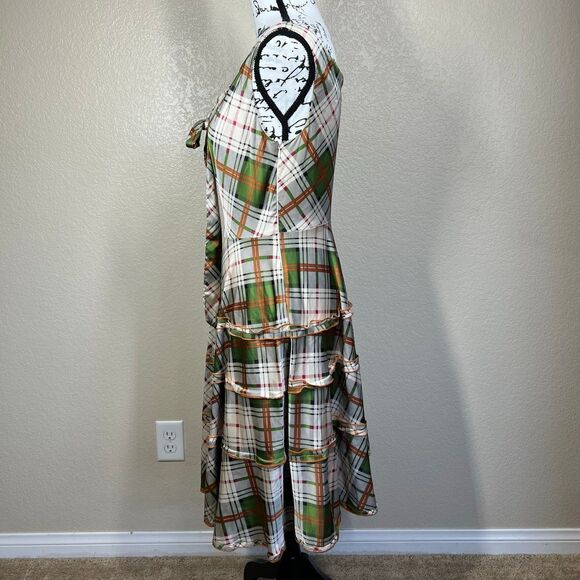 Coconinno 'Ever So Sweetheart' Plaid Dress Green rust orange cream size S boho - Picture 8 of 14
